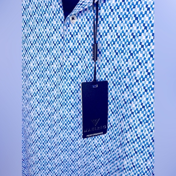 281. NWT Maelreg Golf Blue Performance Tour Golf Polo Shirt Mens XL - Picture 2 of 4